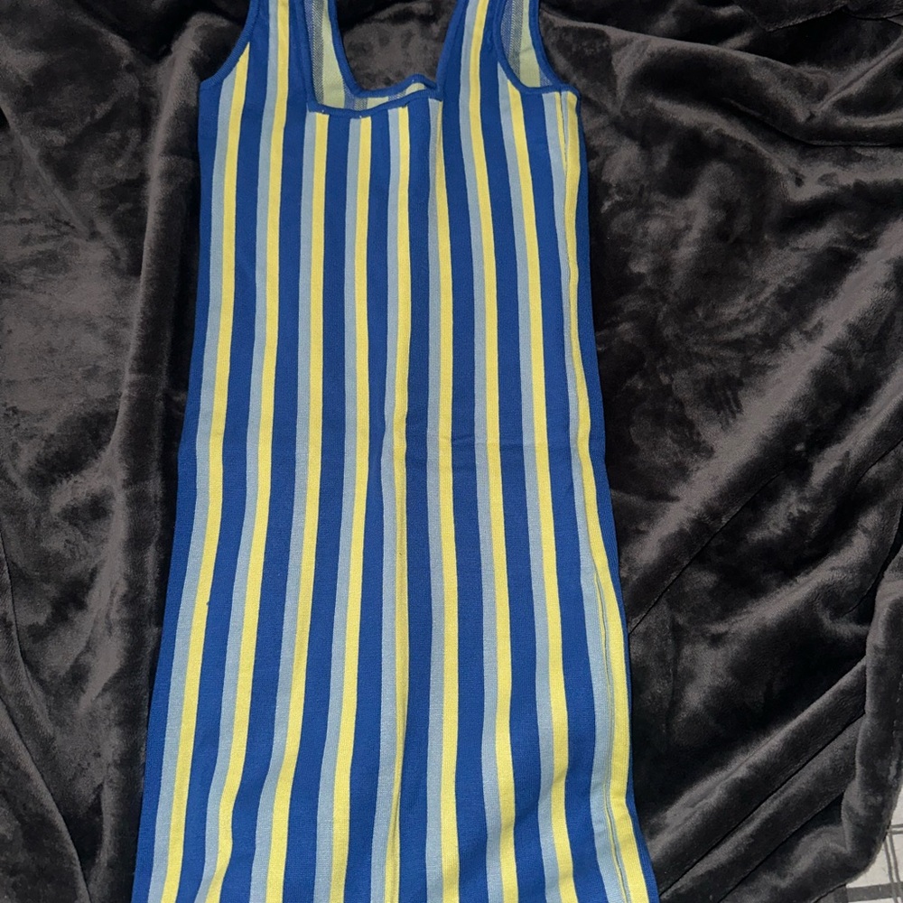 Striped Blue and Yellow Dress